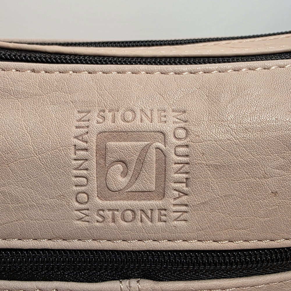 Stone Mountain Leather Shoulder Bag - Adjustable Strap Two-Tone Black and Blush - Picture 3 of 16